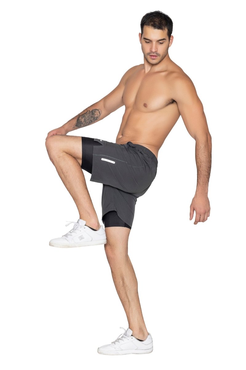 Grey/Black Elite 2 in 1 Shorts - HYPD Sports