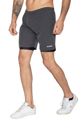 Grey/Black Elite 2 in 1 Shorts - HYPD Sports