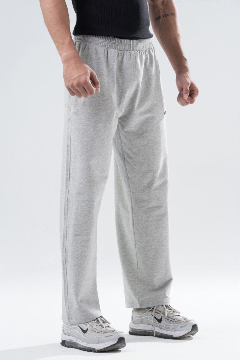 Light Grey Melange Essential Straight Fit Track Pants