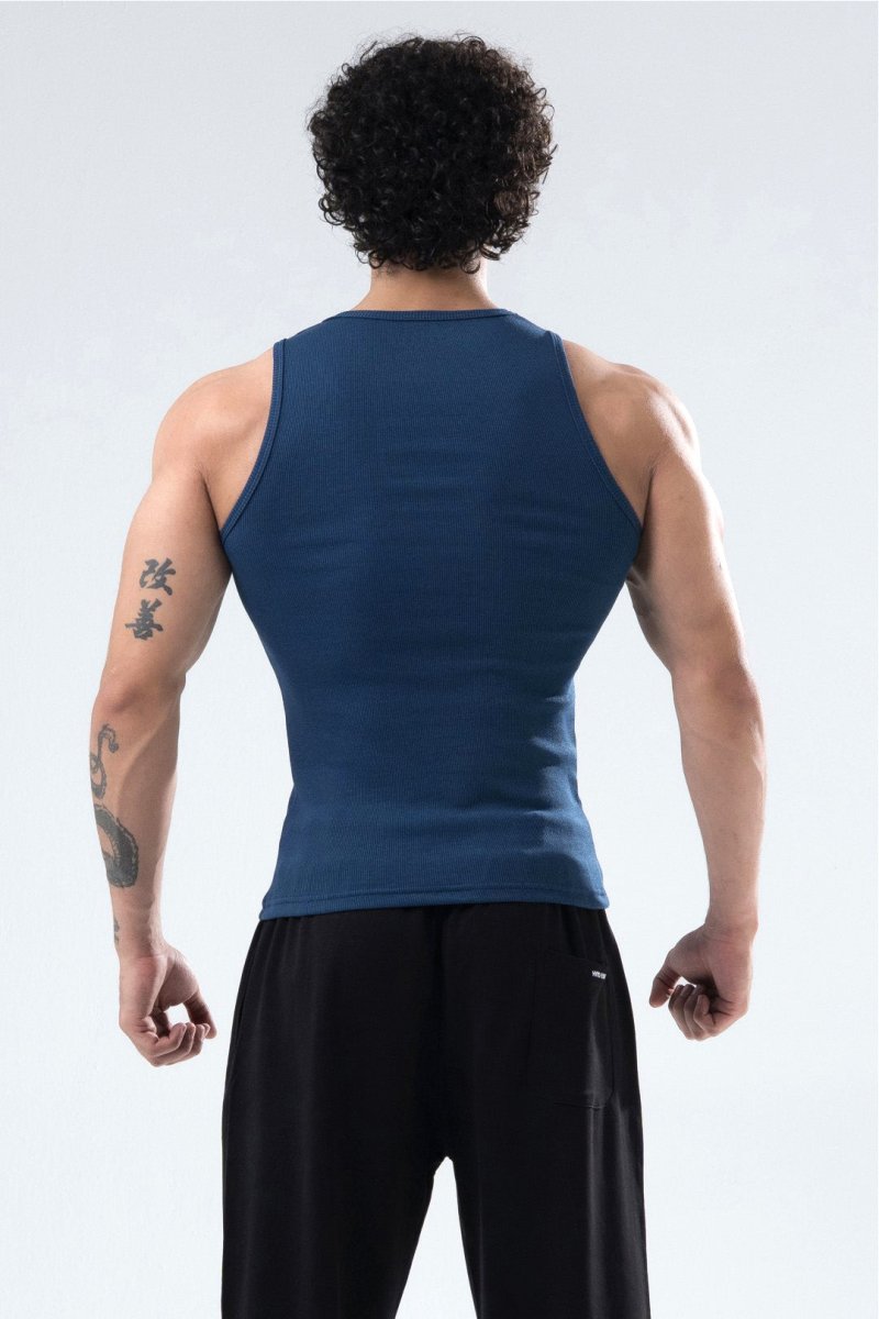 midnight blue signature ribbed vest men 