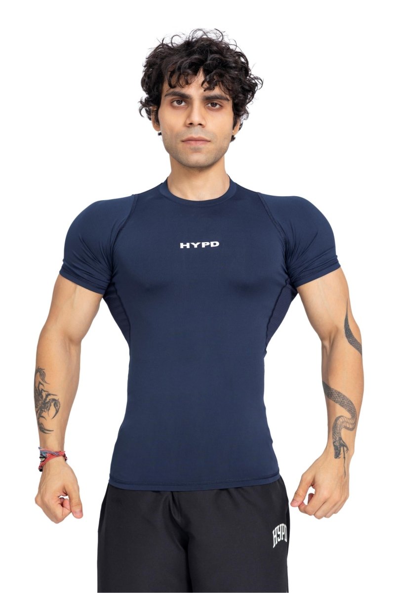 Navy Mesh Compression T-Shirt