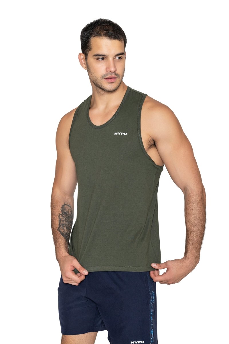 HYKE　OLIVE DRAB　TANK TOP HYKE / CROPPED TANK TOP(BLACK , WHITE , OLIVE DRAB , LIGHT PURPLE