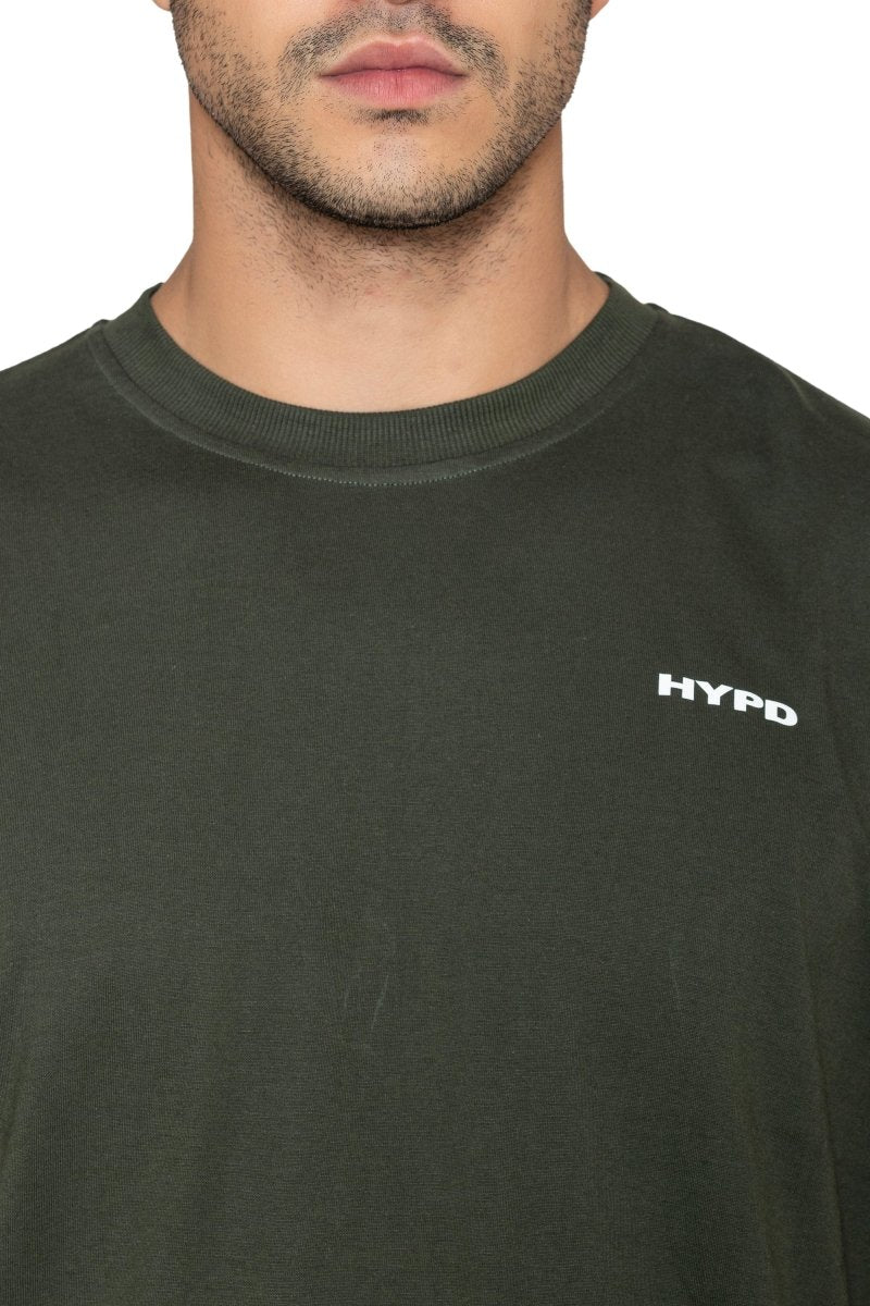 Olive Solid Oversized T-Shirt - HYPD Sports