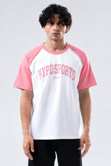 Peach/White Raglan Oversized T-Shirt