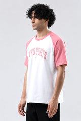 Peach/White Raglan Oversized T-Shirt