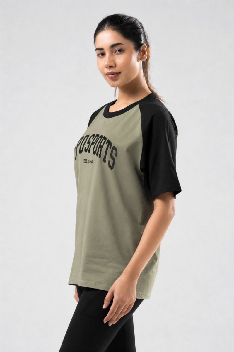 Pista/Black Raglan Oversized T-Shirt Women