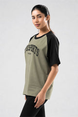 Pista/Black Raglan Oversized T-Shirt Women