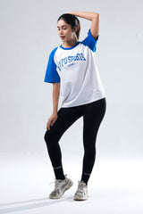 Royal/White Raglan Oversized T-Shirt Women