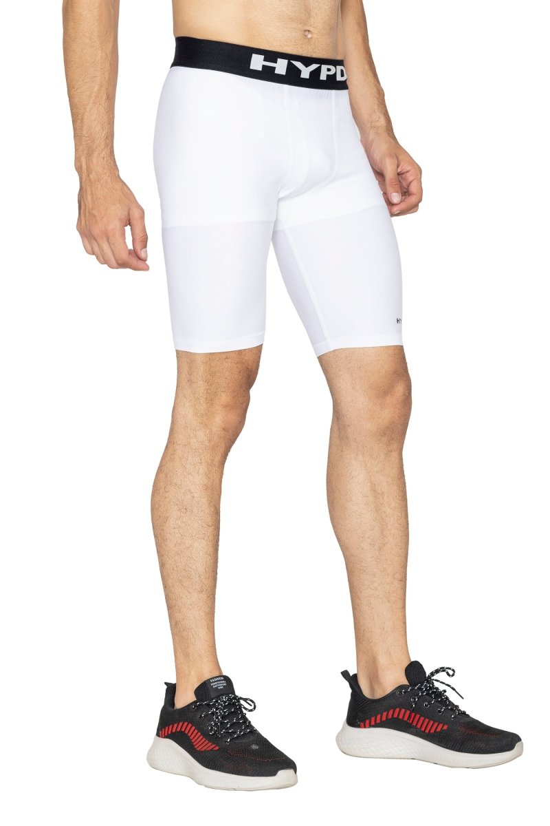 White Dynamic Compression Shorts - HYPD Sports
