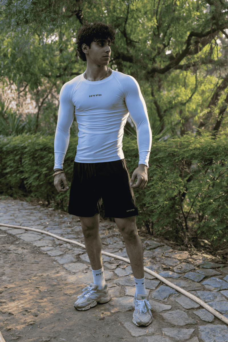 White Dynamic Compression T-Shirt Full Sleeves - HYPD Sports