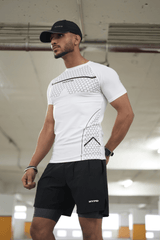 White Legacy Compression T-Shirt With Black Print - HYPD Sports