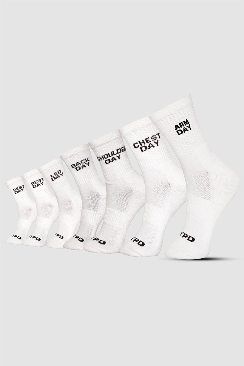 White Pack of 7 Everyday Workout Socks - HYPD Sports