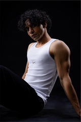 White Signature Ribbed Vest