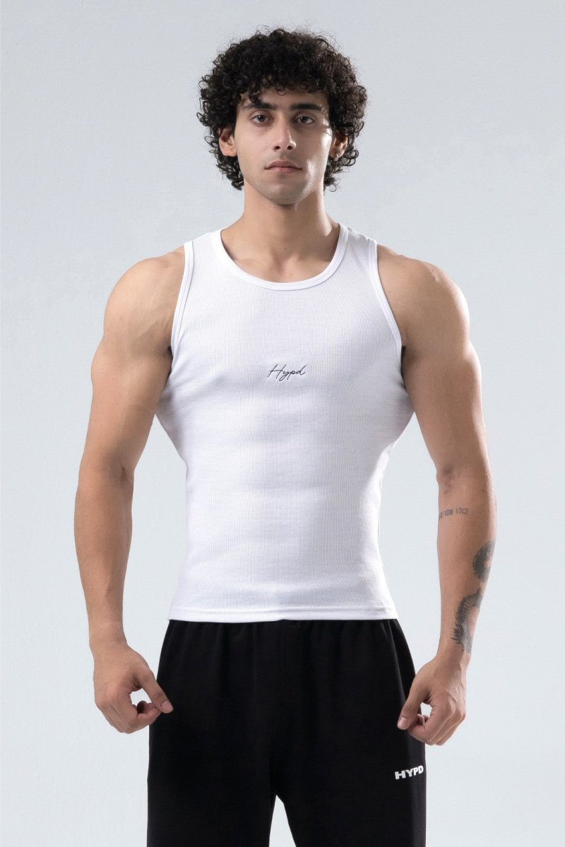 White Signature Ribbed Vest