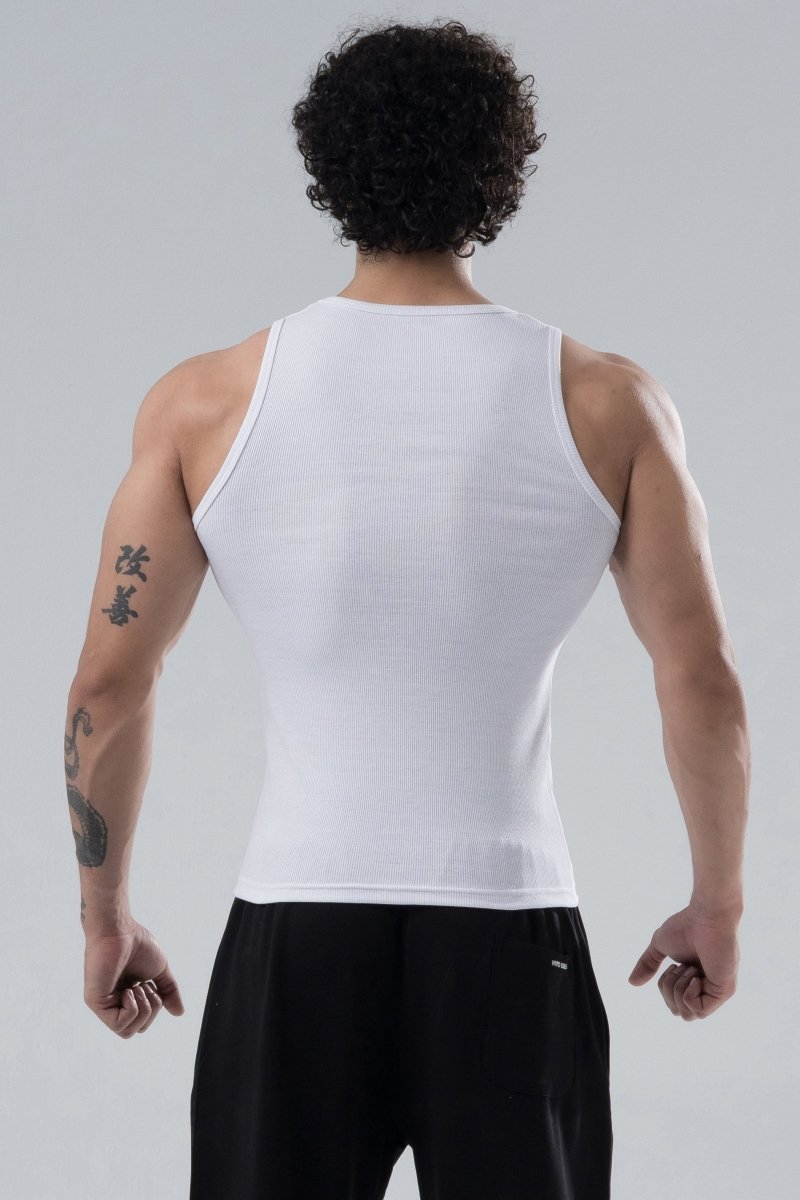 White Signature Ribbed Vest
