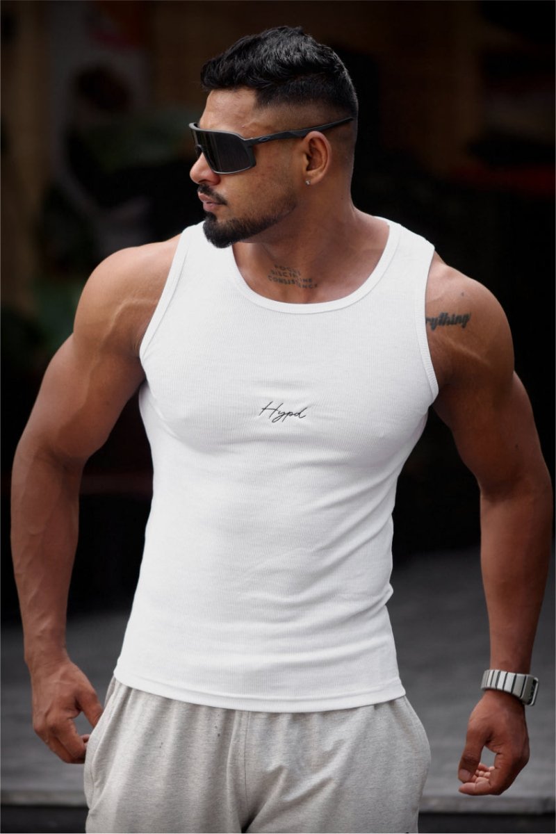 White Signature Ribbed Vest
