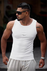 White Signature Ribbed Vest