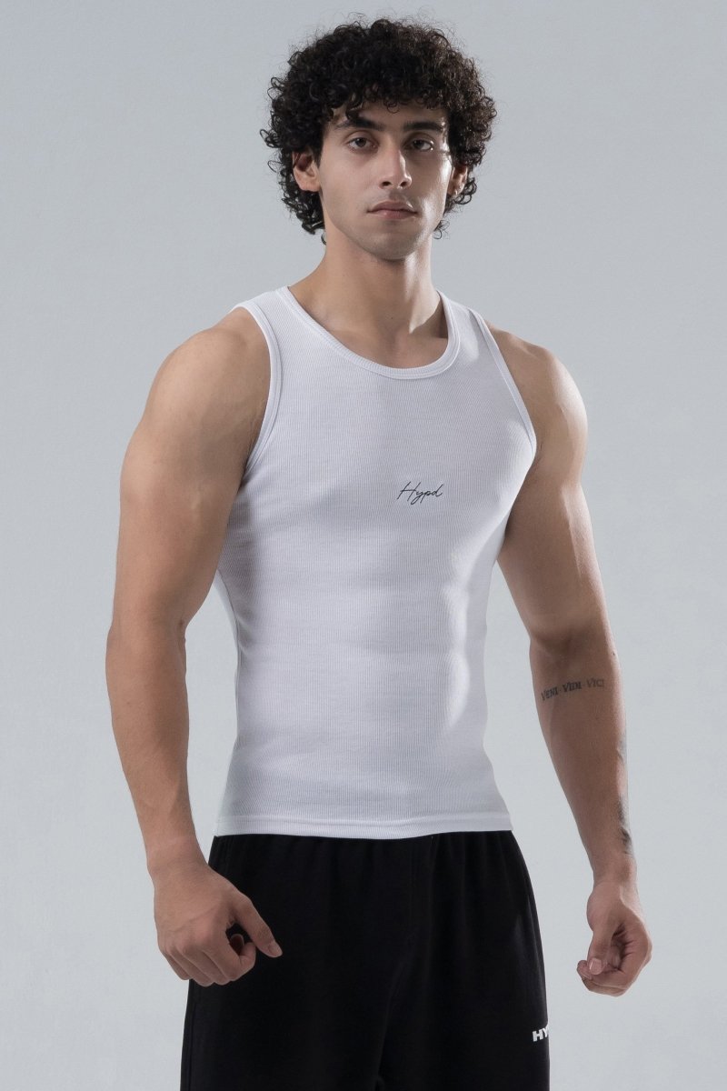 White Signature Ribbed Vest