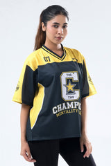 Yellow Champion Mentality Oversized Training Jersey For Her